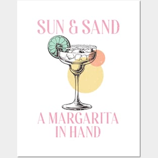 Sun Sand Margarita in Hand Summer Vibes Beach Life Novelty Gift Posters and Art